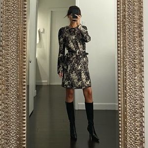 N°21 Numero Ventuno Leopard Print Long Sleeve Shift Dress Size 42
